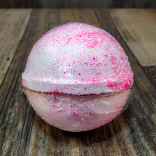 natural bath bomb scented as pink sugar