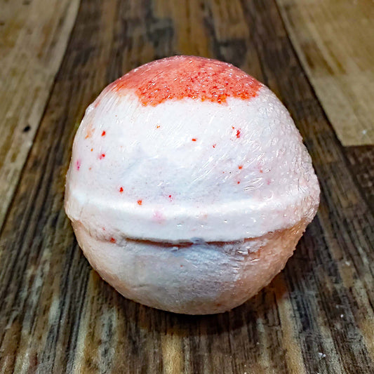 natural bath bomb scented as cherry almond