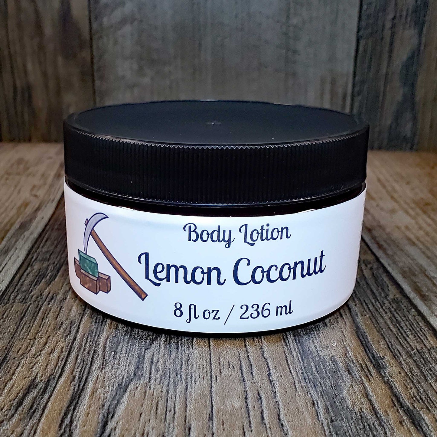 natural body lotion scented as lemon coconut