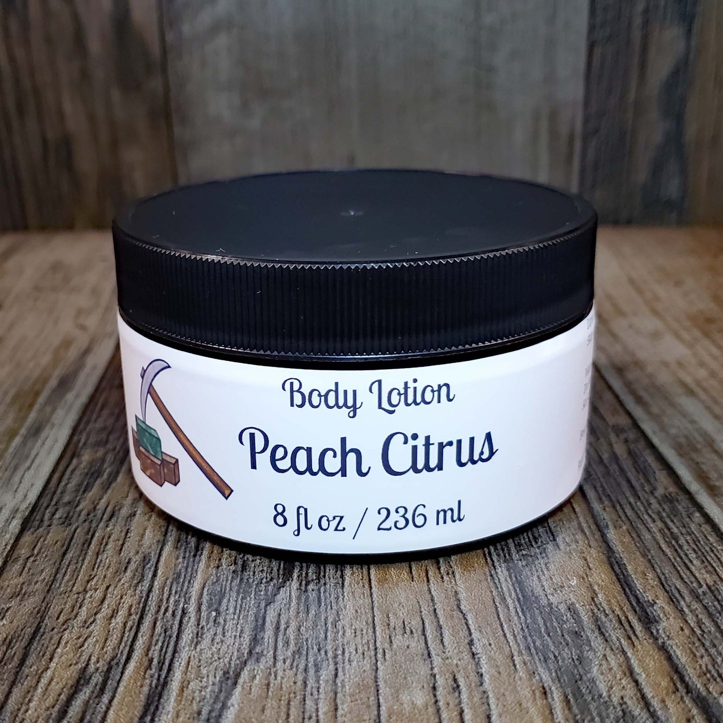 natural body lotion scented as peach citrus