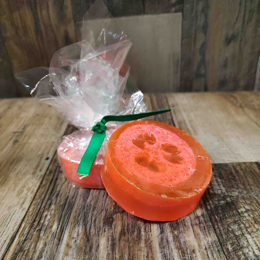 natural loofah soap scented as watermelon