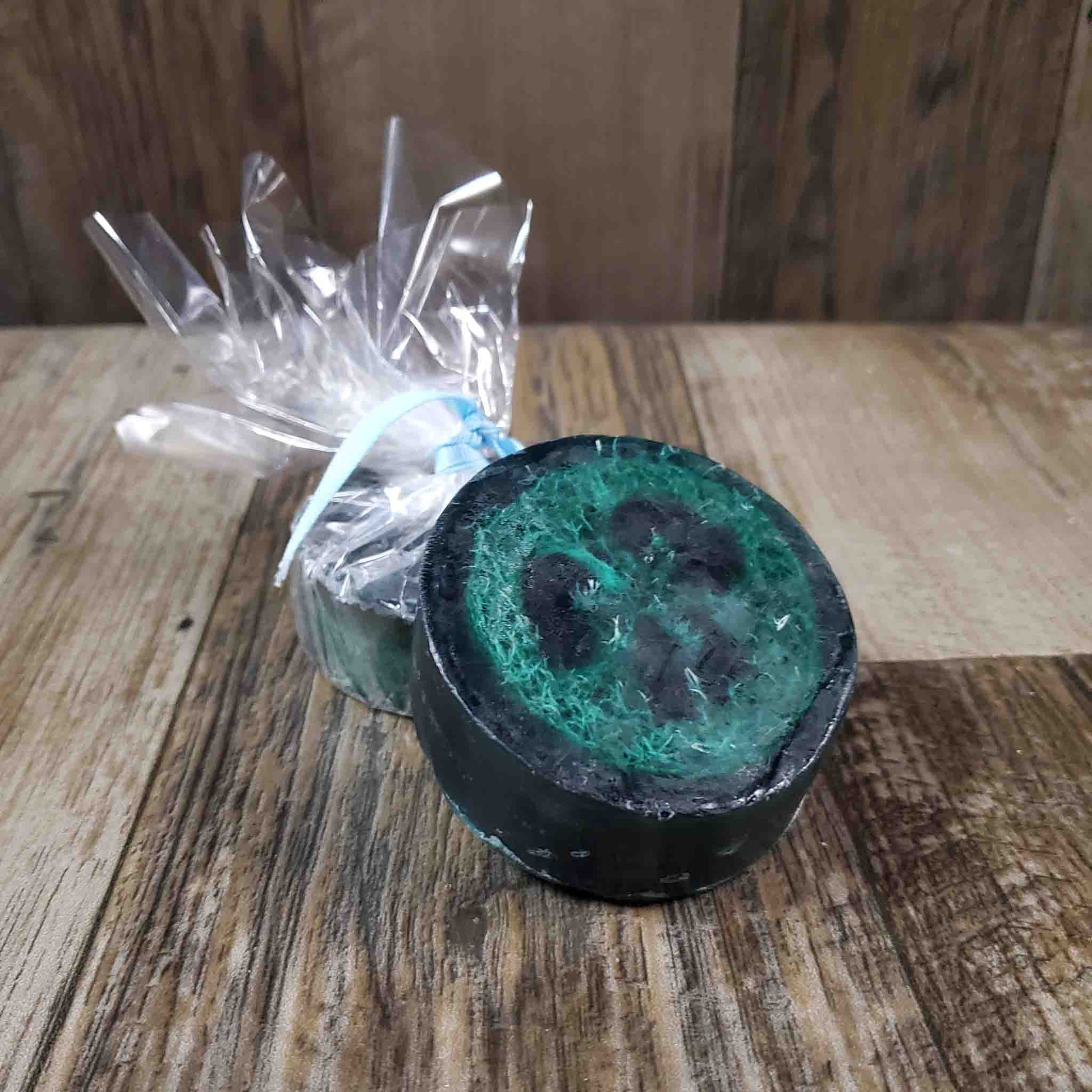 natural loofah soap scented as blueberry