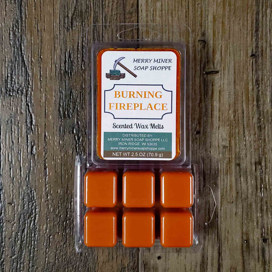 soy coconut wax melts scented as burning fireplace